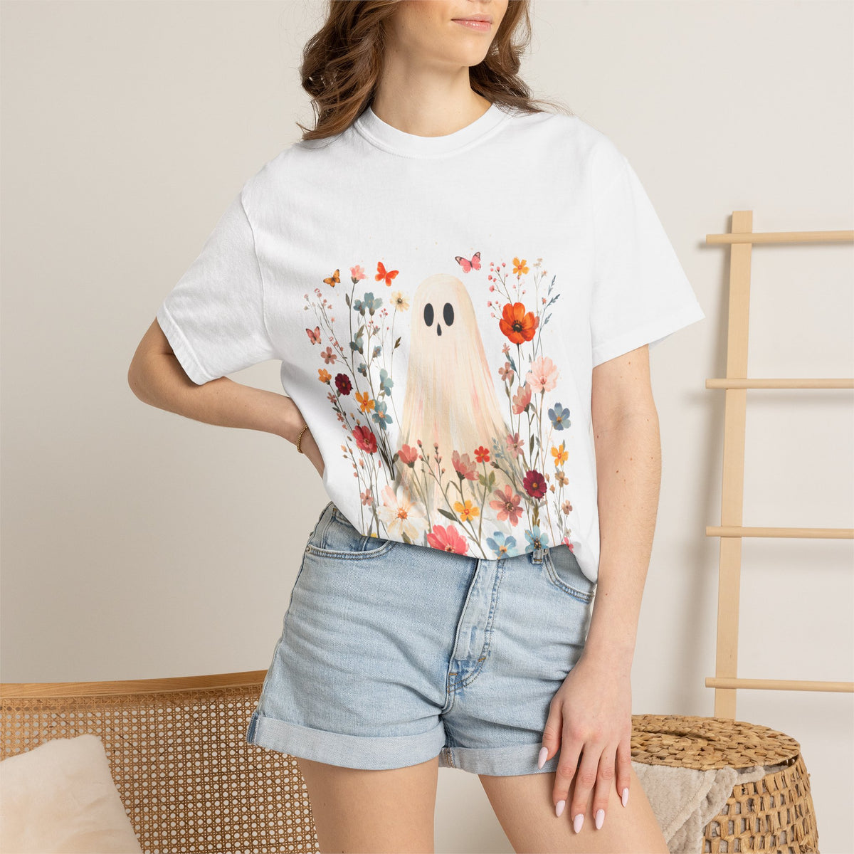 Ghost in the Wildflower T-Shirt — Cute Floral Halloween Tee