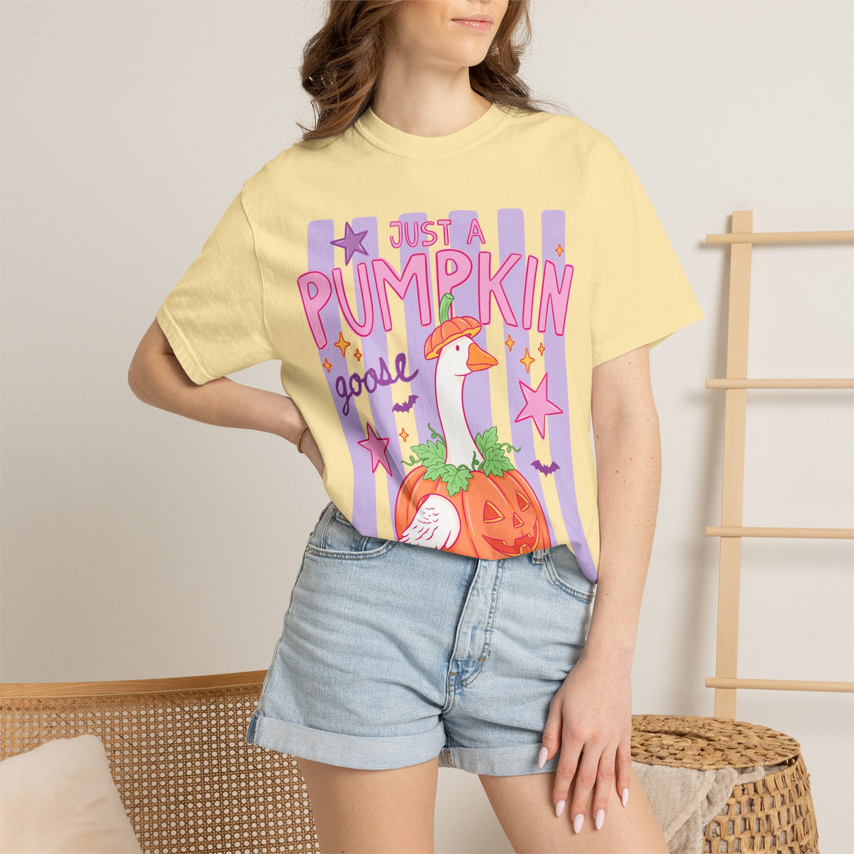 Just a Pumpkin Goose T-Shirt — Cute Halloween Pumpkin & Goose Graphic Tee