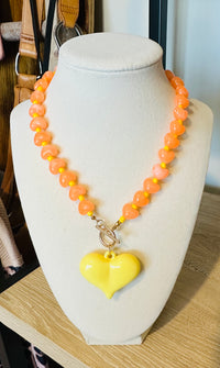 Sunburst Heart Beaded Necklace