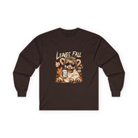 Fall Cozy Bear Long Sleeve Tee — "Leaves Fall" Autumn Graphic Shirt