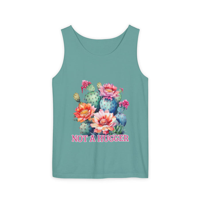Not A Hugger Cactus Tank Top — Floral Cactus Graphic Summer Tank