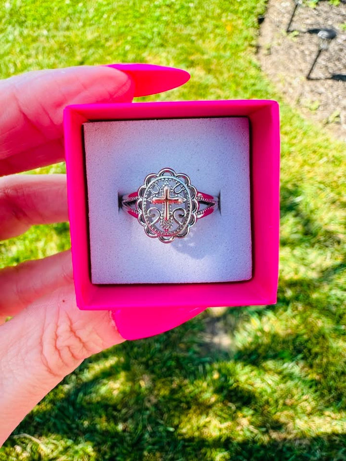 Faith & Grace Mixed Metal Cross Ring