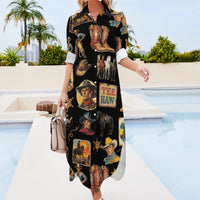 Baha Ranch Vintage Cowboy Collage Western Long Sleeve Dress Duster