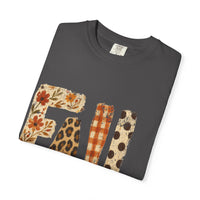 Fall Plaid & Floral T-Shirt — 'FALL' Graphic Seasonal Tee