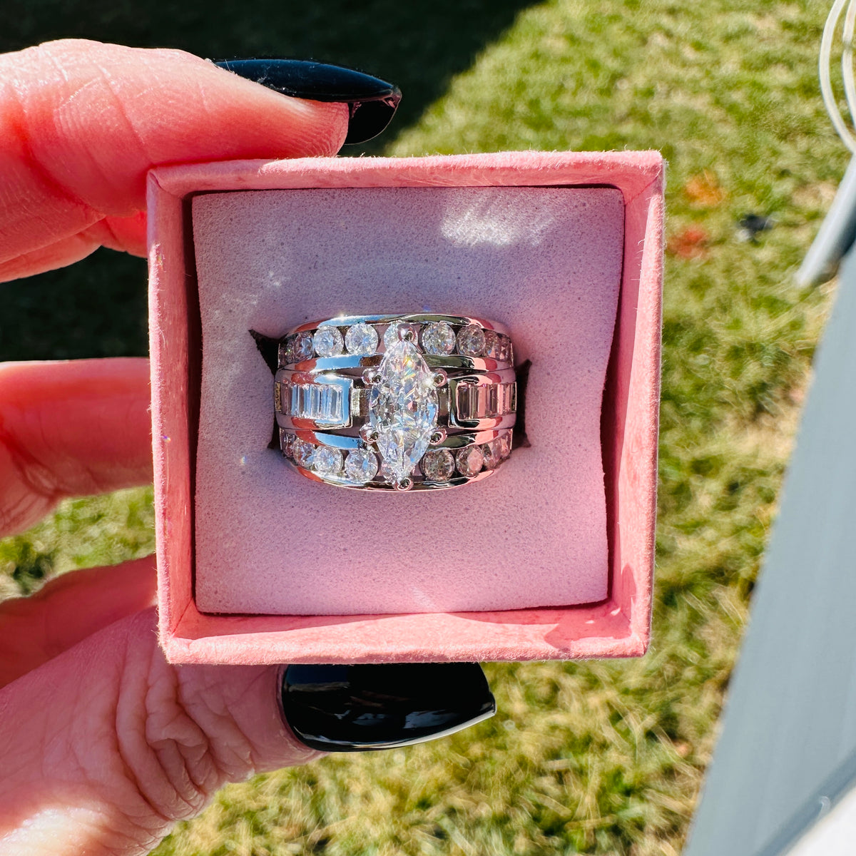 Victoria Marquise Cut Stacked Ring-Silver