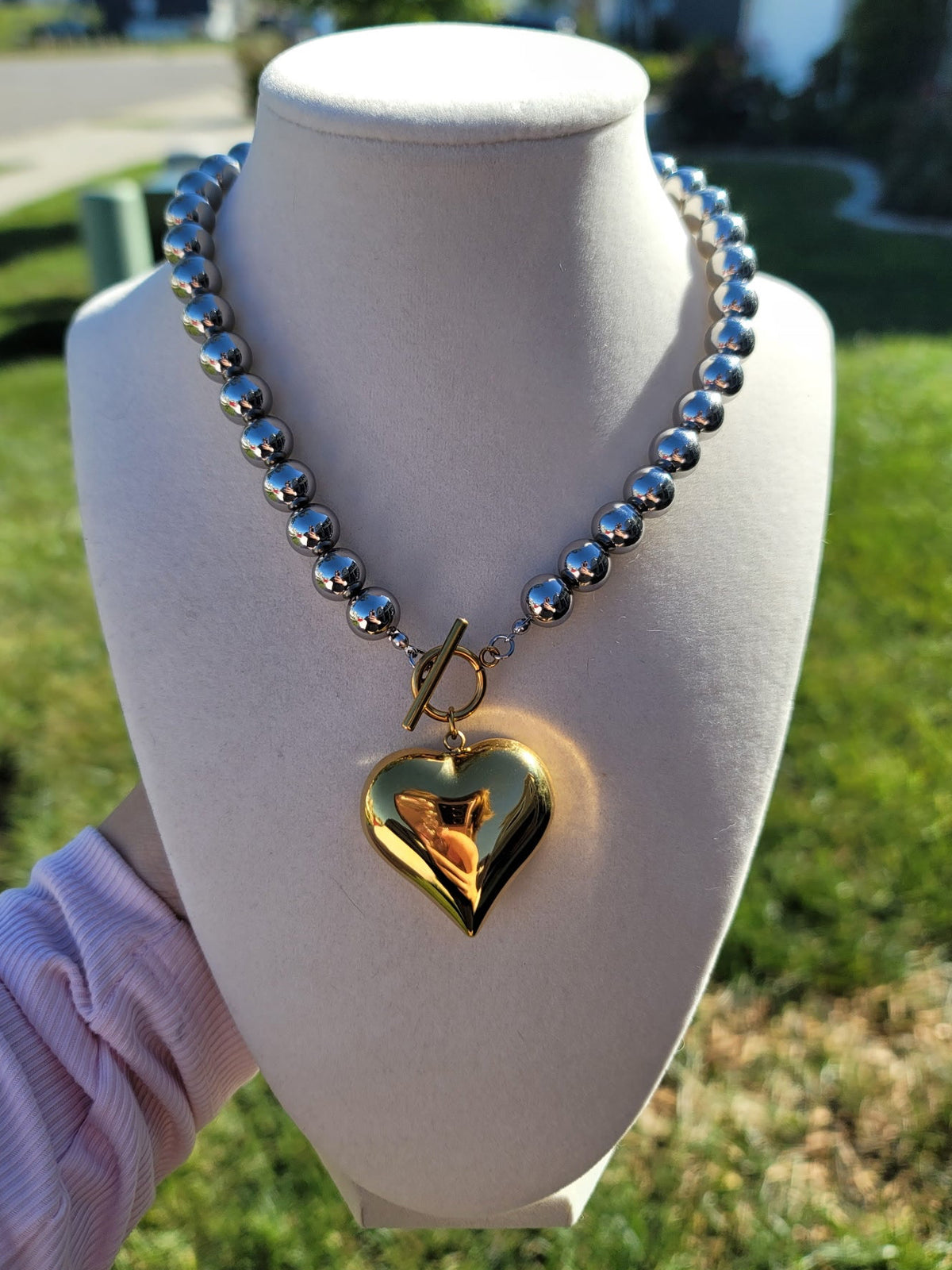 Monroe Waterproof Two-Tone Heart Necklace