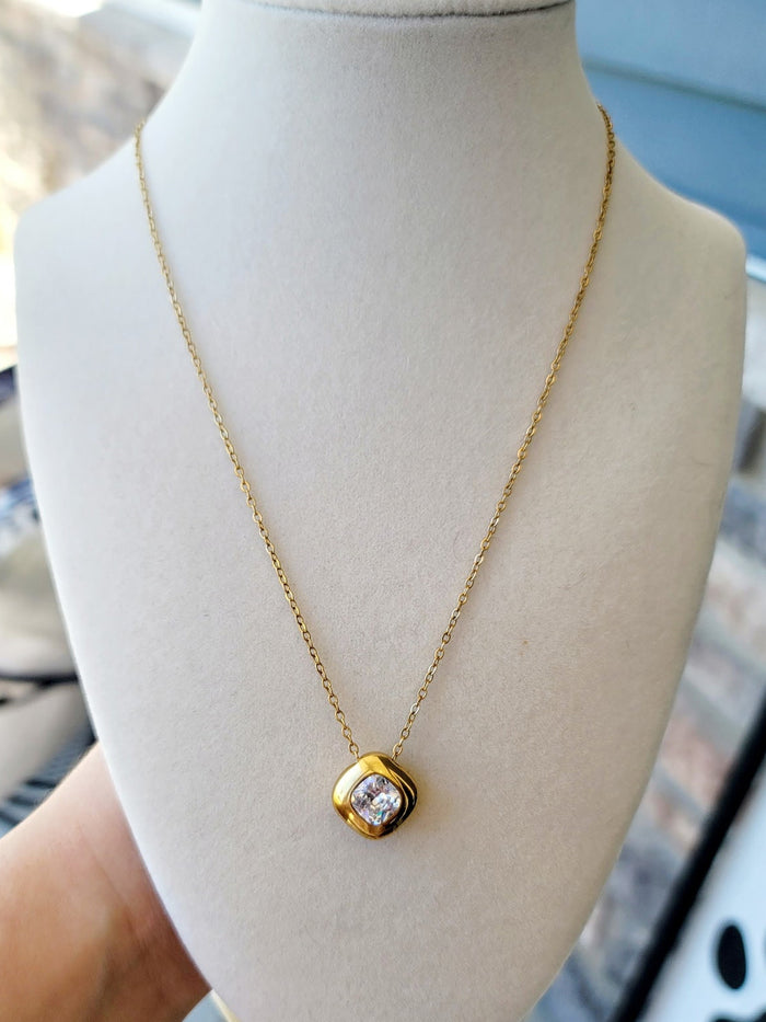 Celestine Waterproof Crystal Pendant Necklace