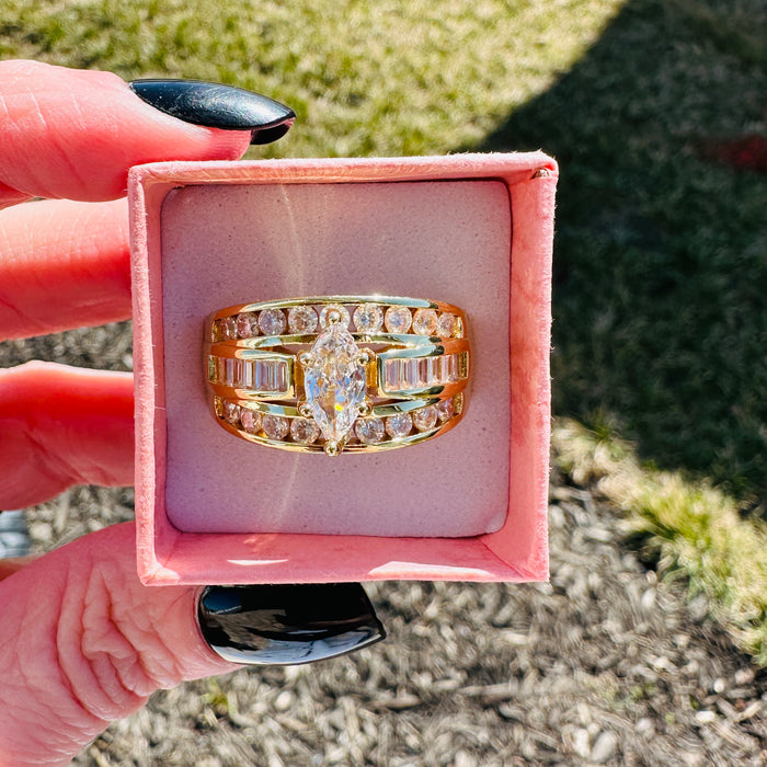 Victoria Marquise Cut Stacked Ring-Gold