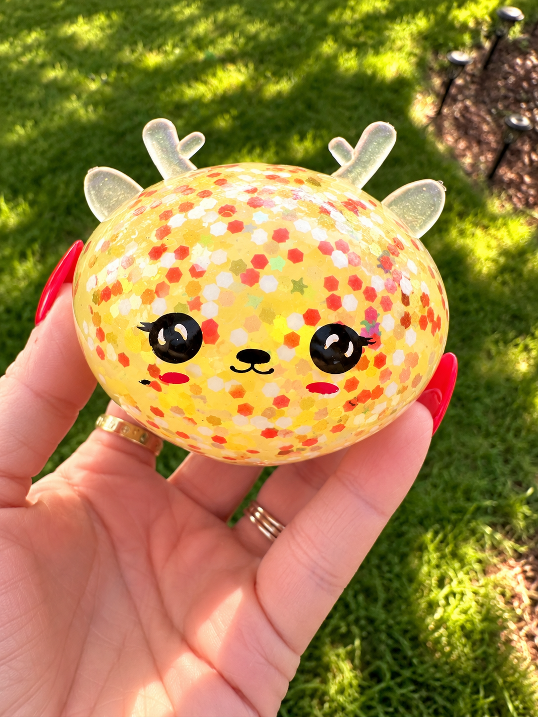 Glitter Bead Reindeer Gel Squishy – Mystery Color