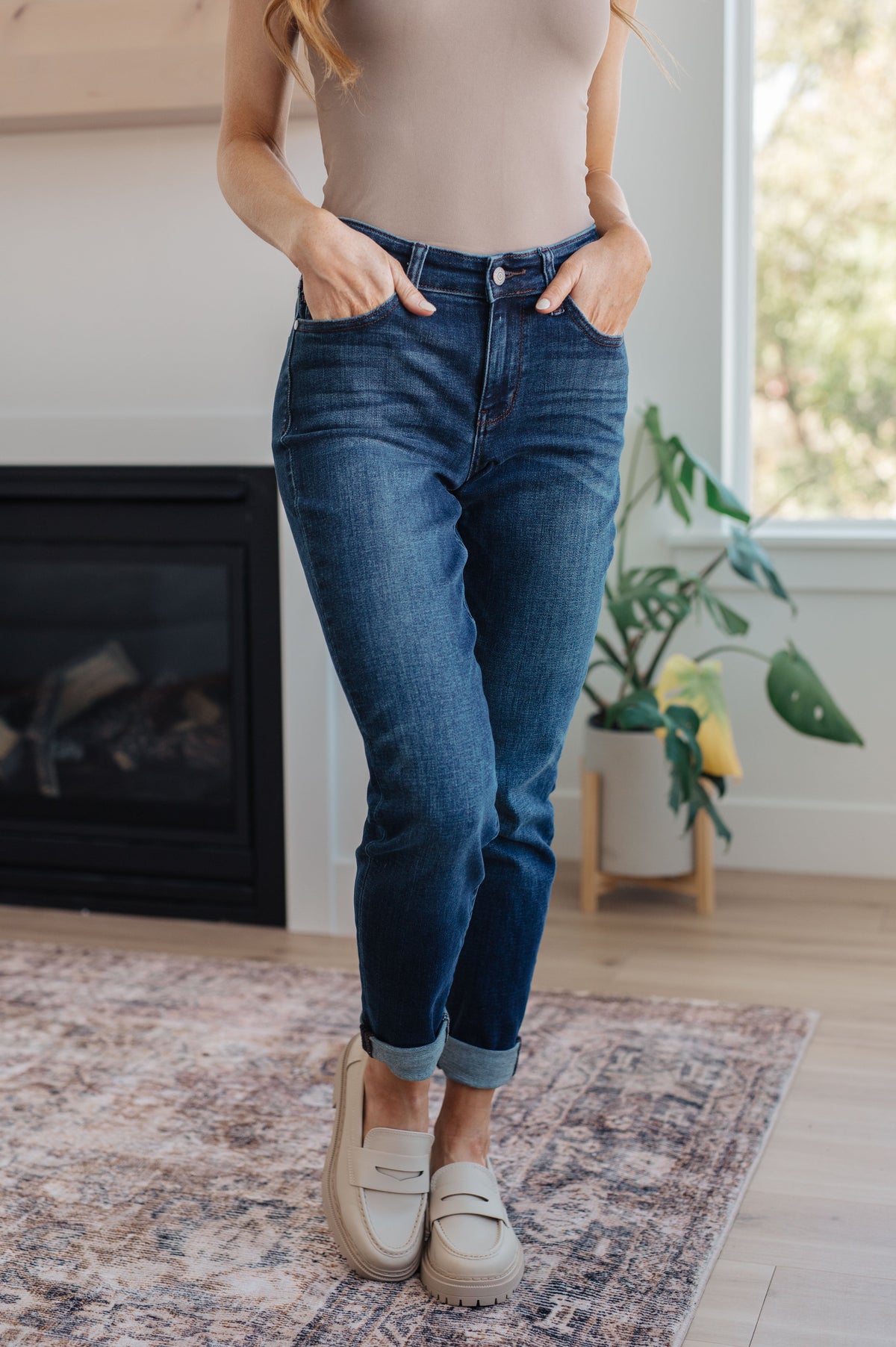 Judy Blue Amber Cuffed Slim Fit Dark Wash Jeans