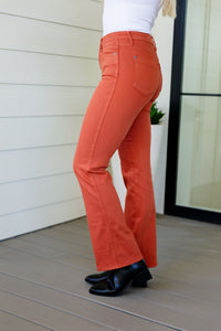 Judy Blue Autumn Mid Rise Slim Bootcut Jeans in Terracotta