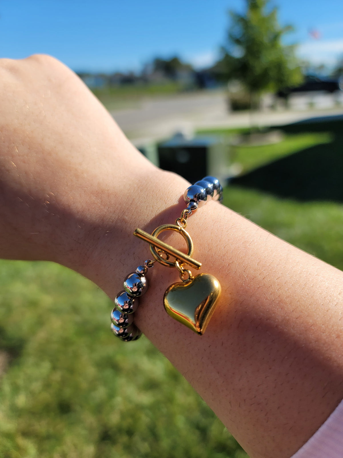Monroe Waterproof Two-Tone Heart Bracelet