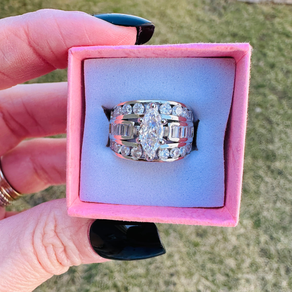 Victoria Marquise Cut Stacked Ring-Silver