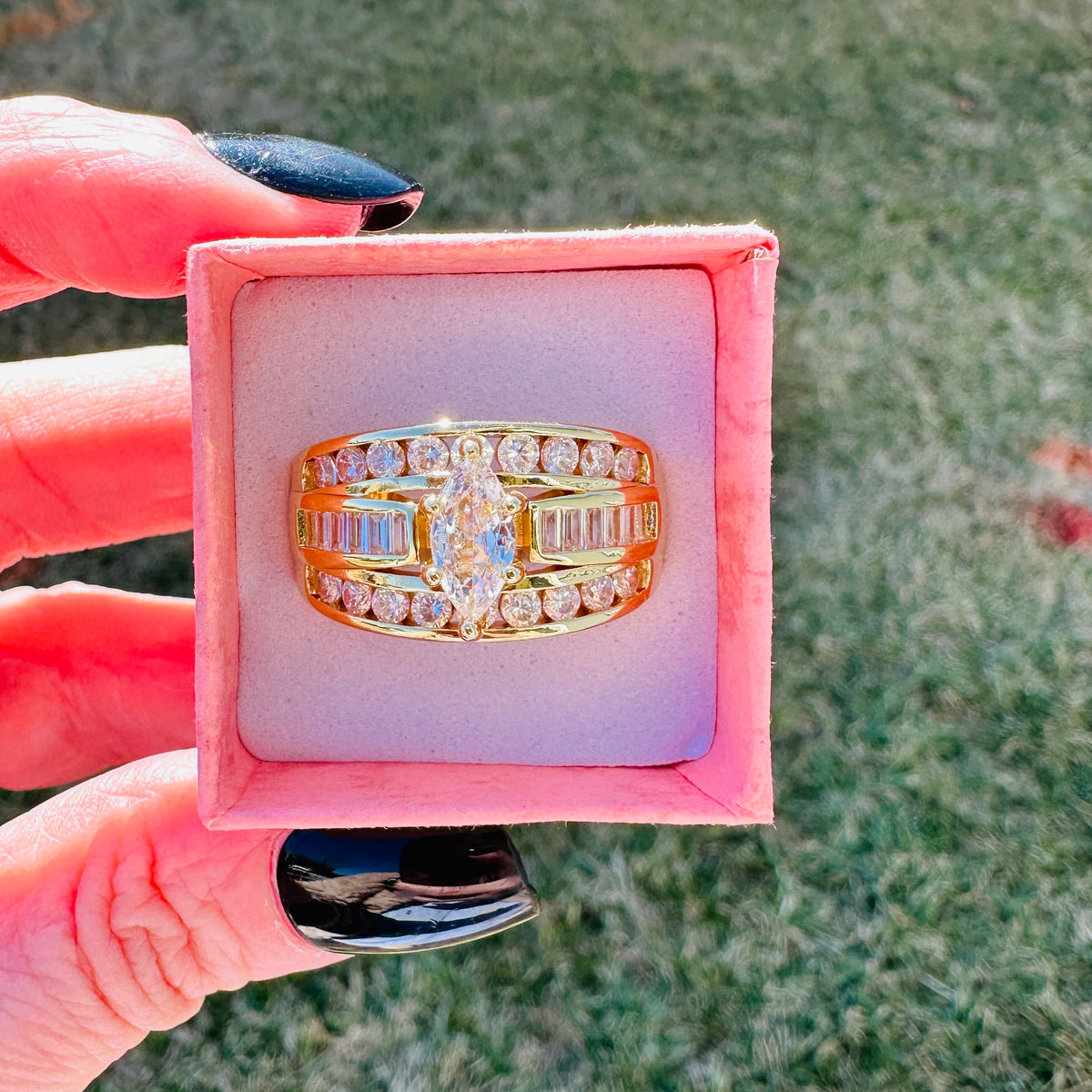 Victoria Marquise Cut Stacked Ring-Gold