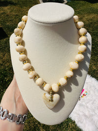 Ivory Luxe Heart Beaded Necklace PREORDER