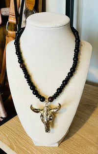 Midnight Maverick Longhorn Necklace