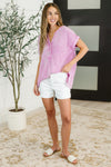 Basic Fade V-Neck Acid Wash Top in Mauve