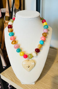 Mosaic Heart Beaded Necklace