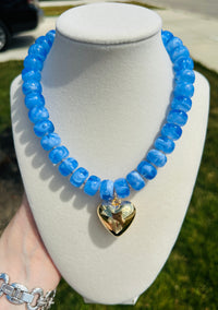 Azure Heart Beaded Necklace