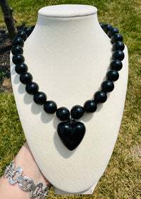 Midnight Heart Beaded Necklace