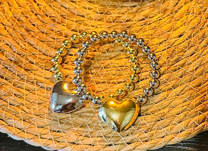 Golden Heartbeat Mixed Metal Bracelet- Two Colors