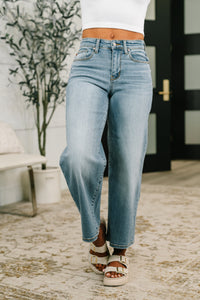 Judy Blue Claudia Mid Rise Wide Leg Ankle Jean