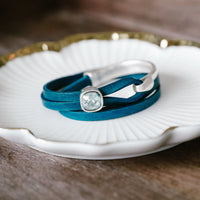 COCO TEAL LEATHER WRAP BRACELET