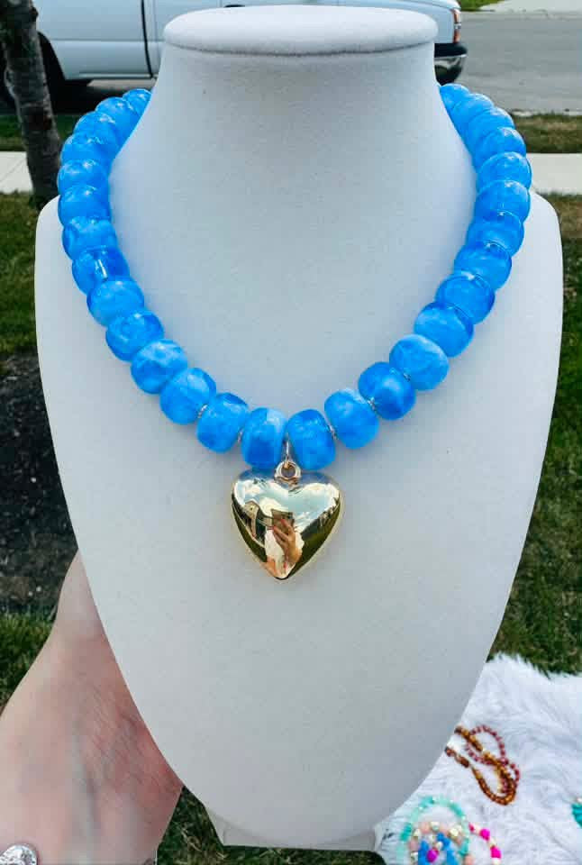 Azure Heart Beaded Necklace PREORDER