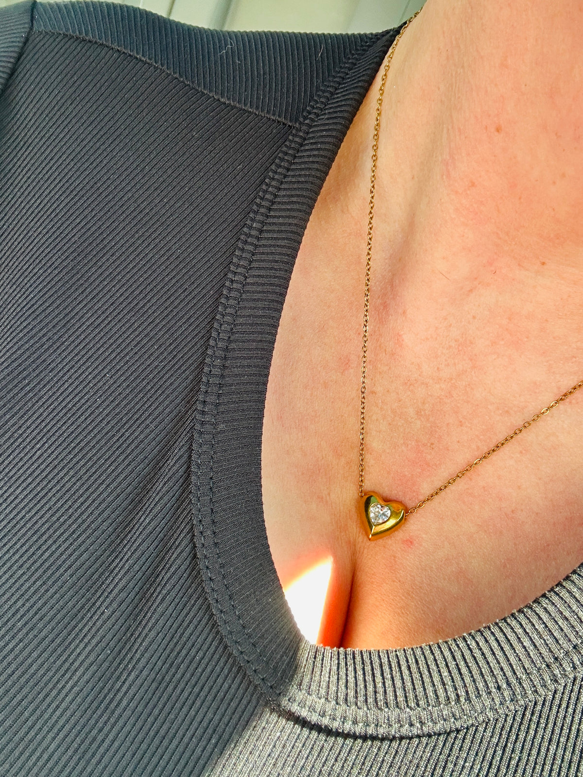 Amorette Waterproof Crystal Heart Necklace