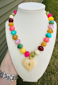 Mosaic Heart Beaded Necklace