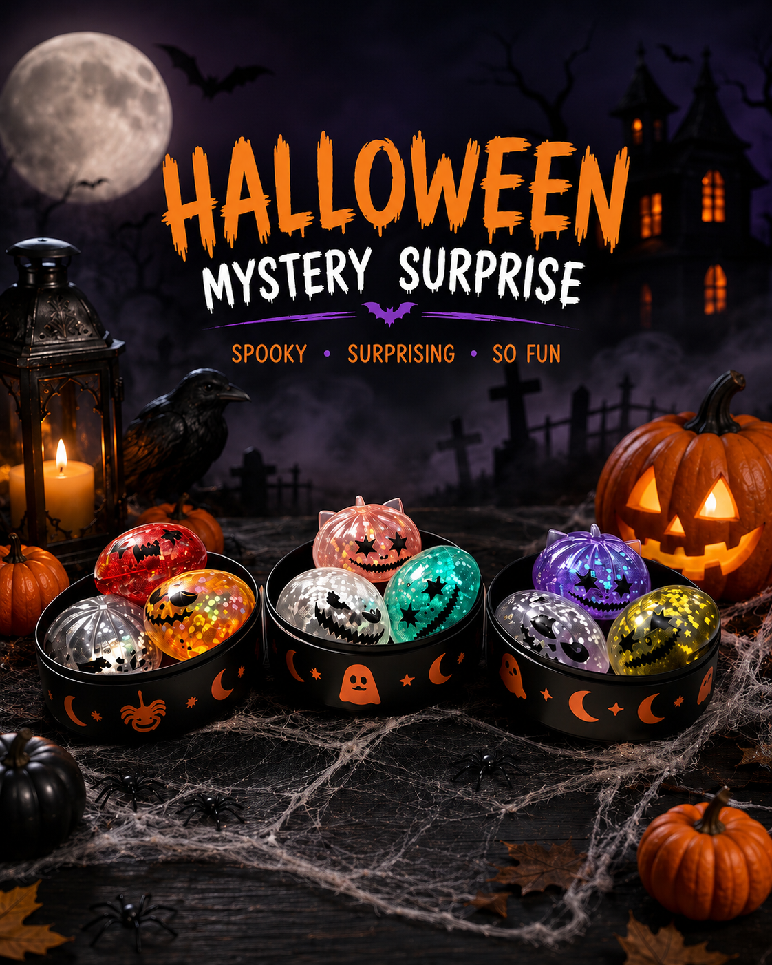 Mystery Unicorn Jack-O’-Lantern Dumpling Squishies | 3-Piece Slow-Rise Maltose Halloween Set