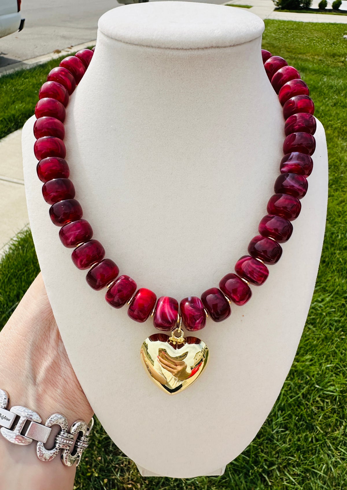 Berry Crush Heart Beaded Statement Necklace