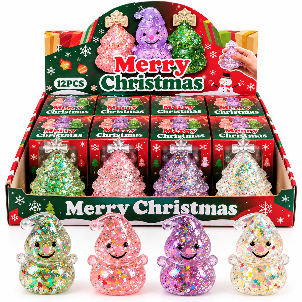 Glitter Christmas Maltose Squishy – Trees & Snowmen