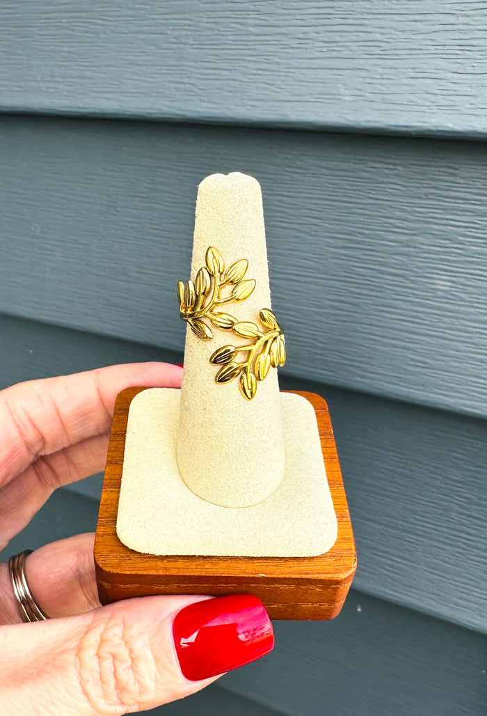 Olivia Luxe Waterproof Gold Leaf Ring