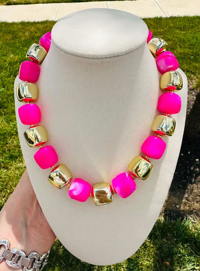 Pink Paradise Beaded Necklace