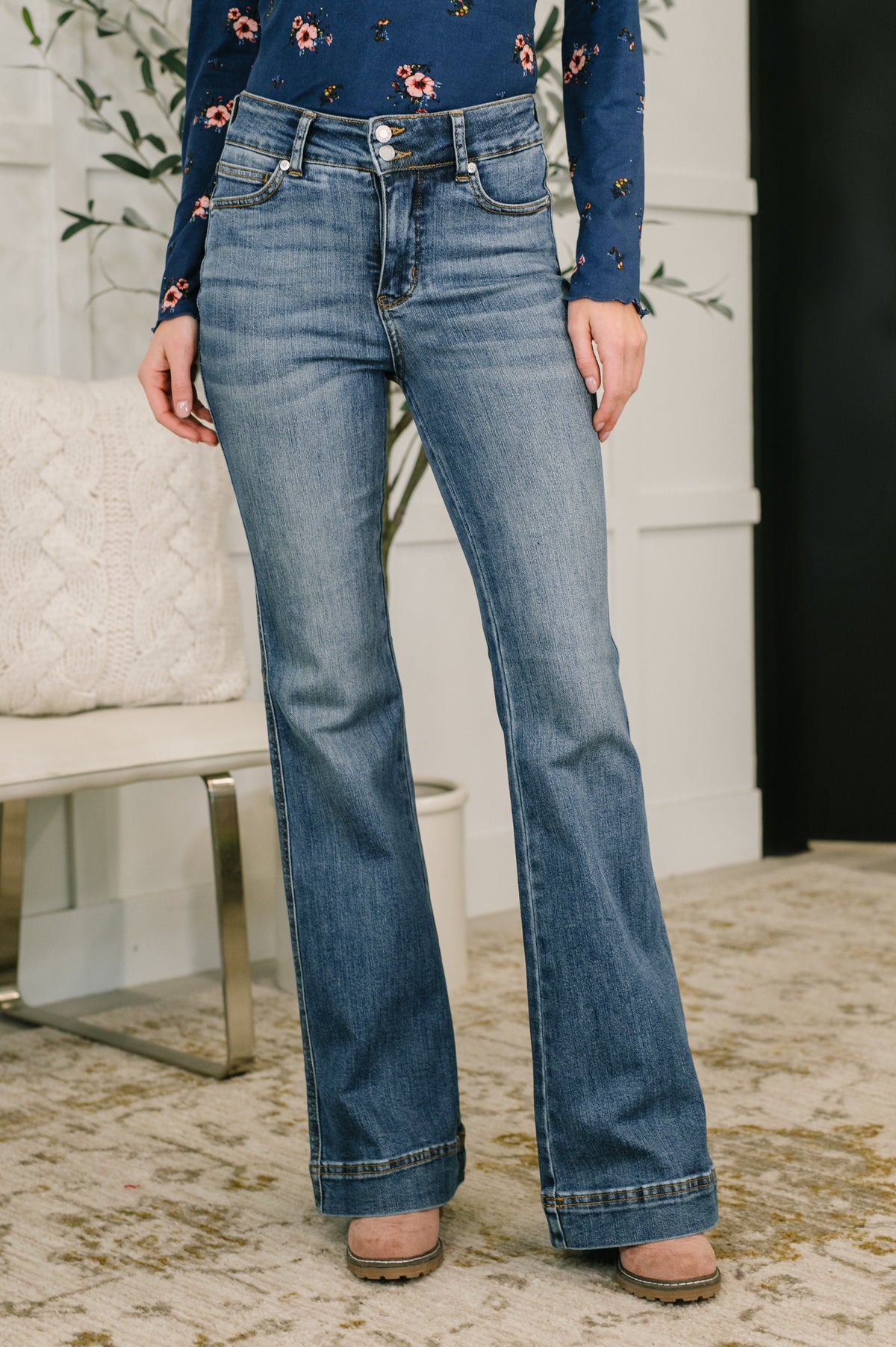 Judy Blue Eva High Waist Flare Tummy Control Double Button WB
