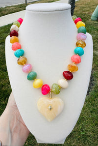 Mosaic Heart Beaded Necklace