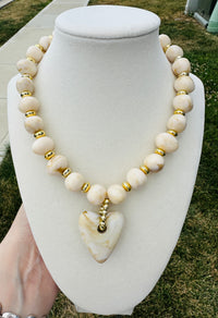 Ivory Luxe Heart Beaded Necklace PREORDER