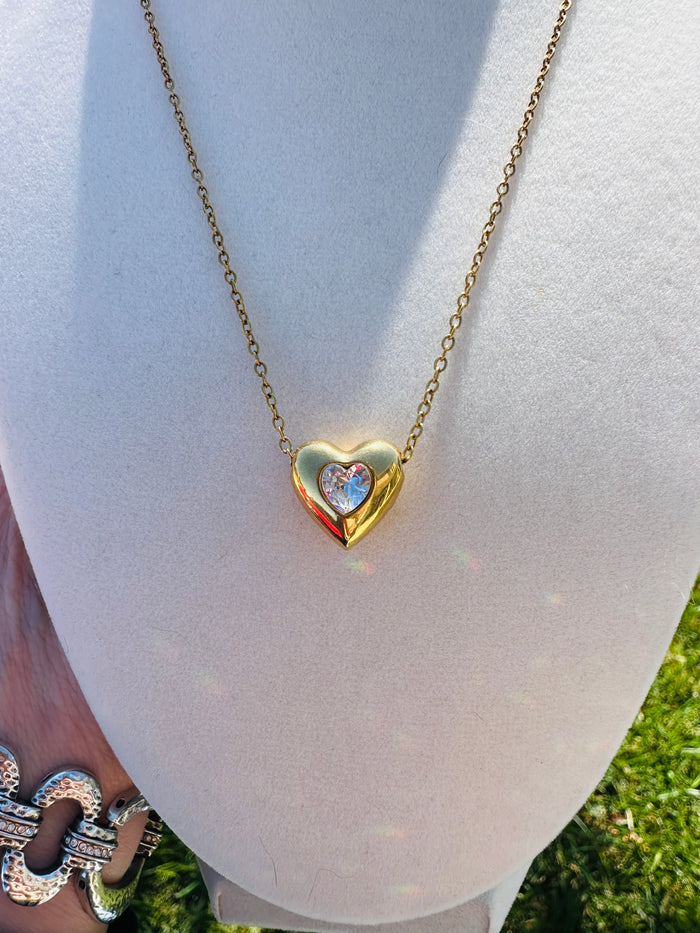 Amorette Waterproof Crystal Heart Necklace