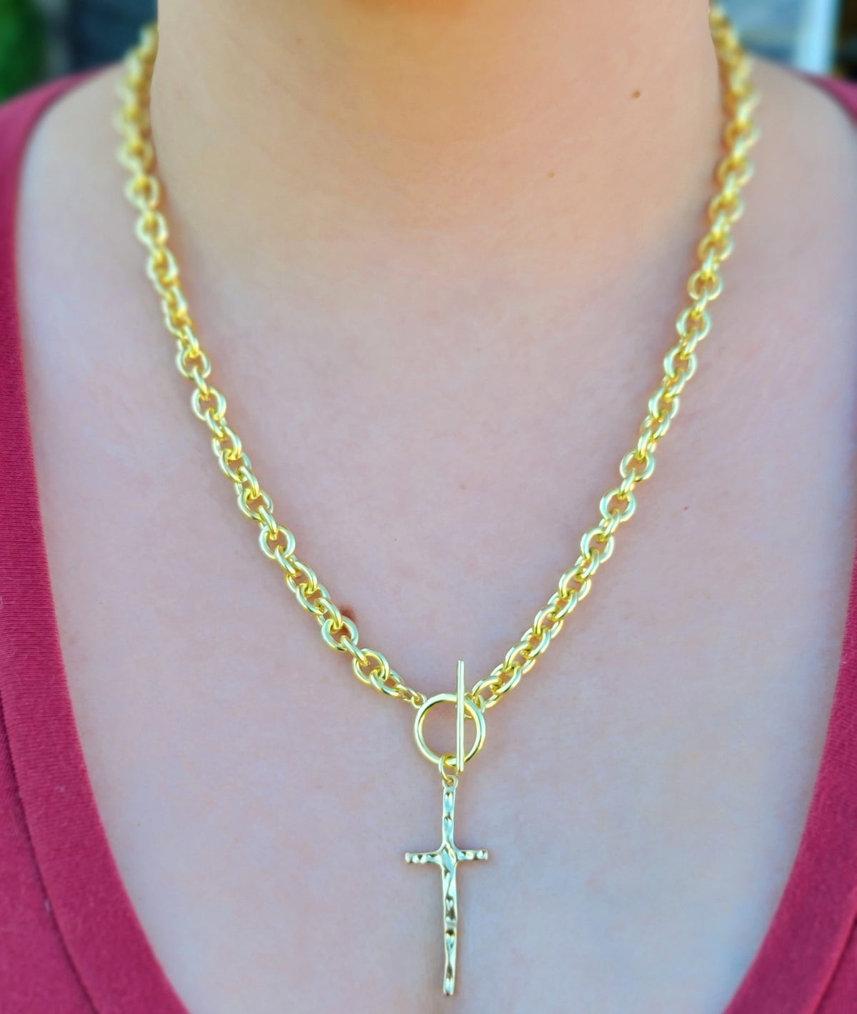 Faithful Waterproof Cross Toggle Necklace