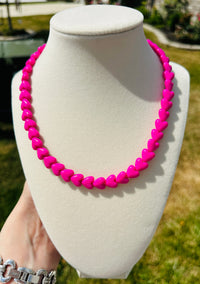 Pink Crush Heart Beaded Necklace