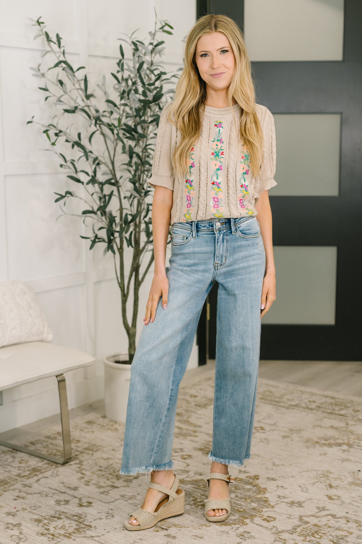 Feel so Fine Embroidered Knit Top