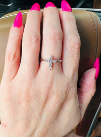 Heavenly Light Crystal Cross Ring