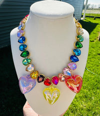 Jewel Candy Rainbow Hearts Necklace