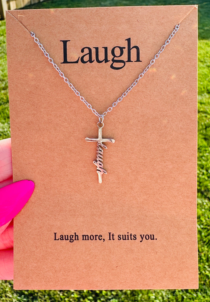 Waterproof Laugh Cross Necklace