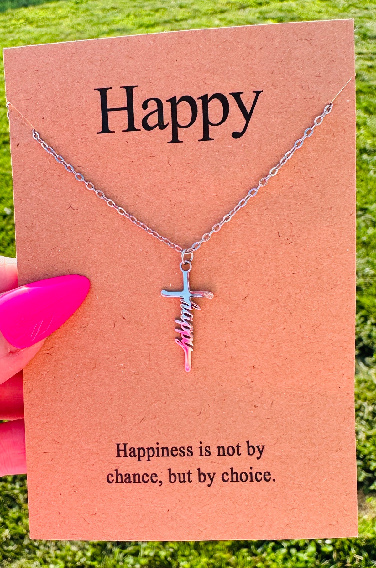 Waterproof Happy Cross Necklace