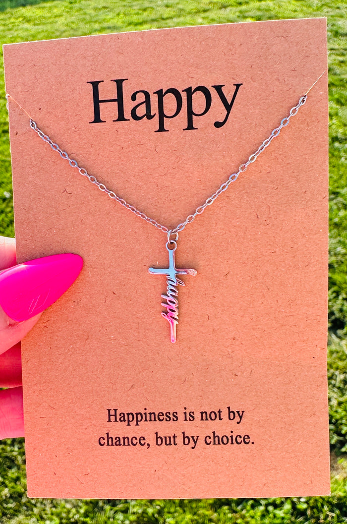 Waterproof Happy Cross Necklace
