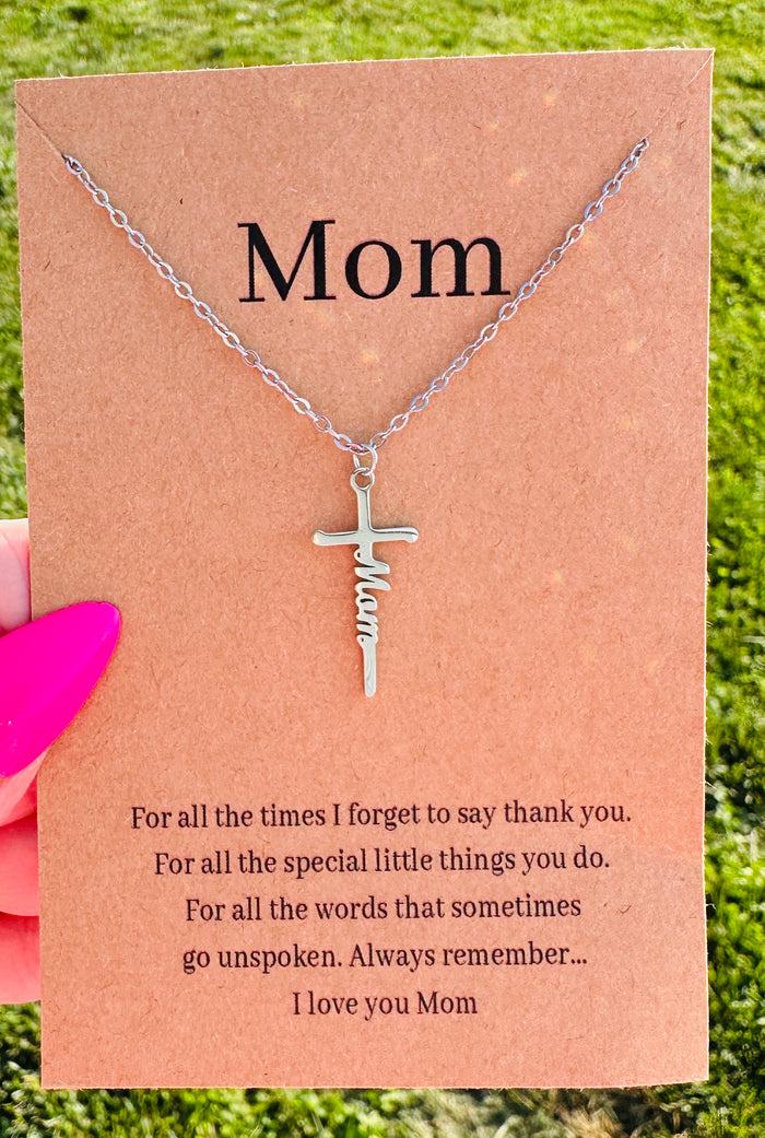 Waterproof Mom Cross Necklace