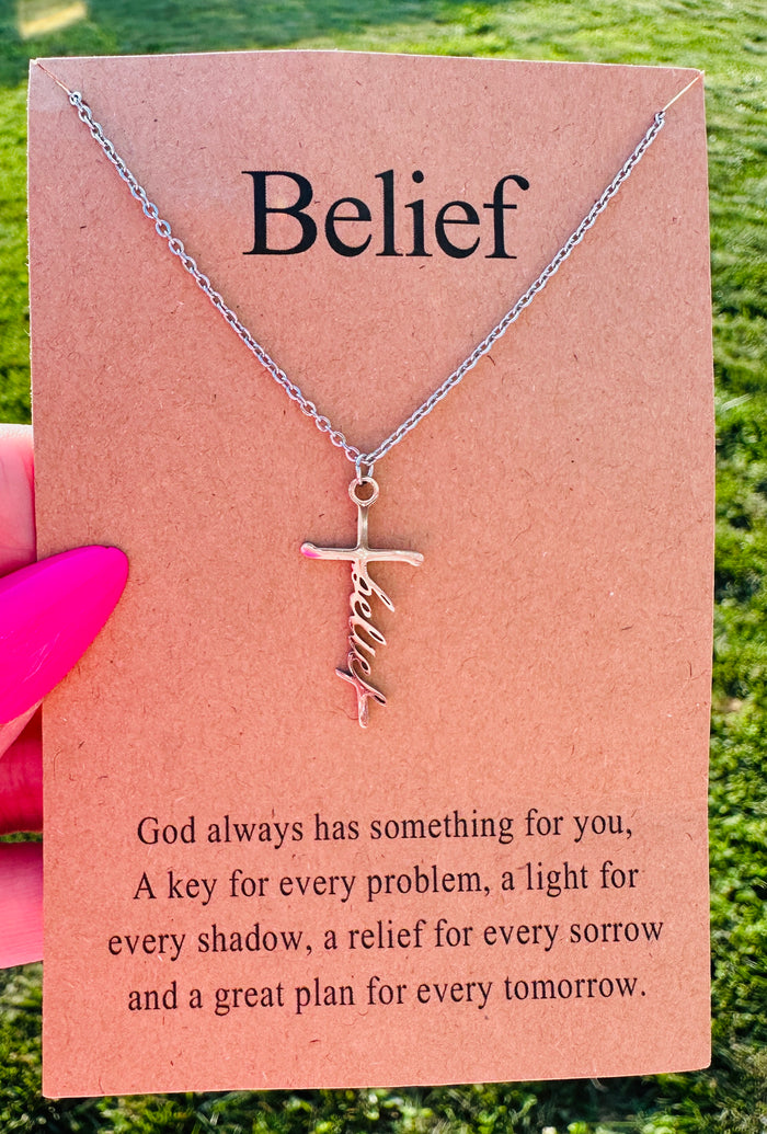 Waterproof Belief Cross Necklace