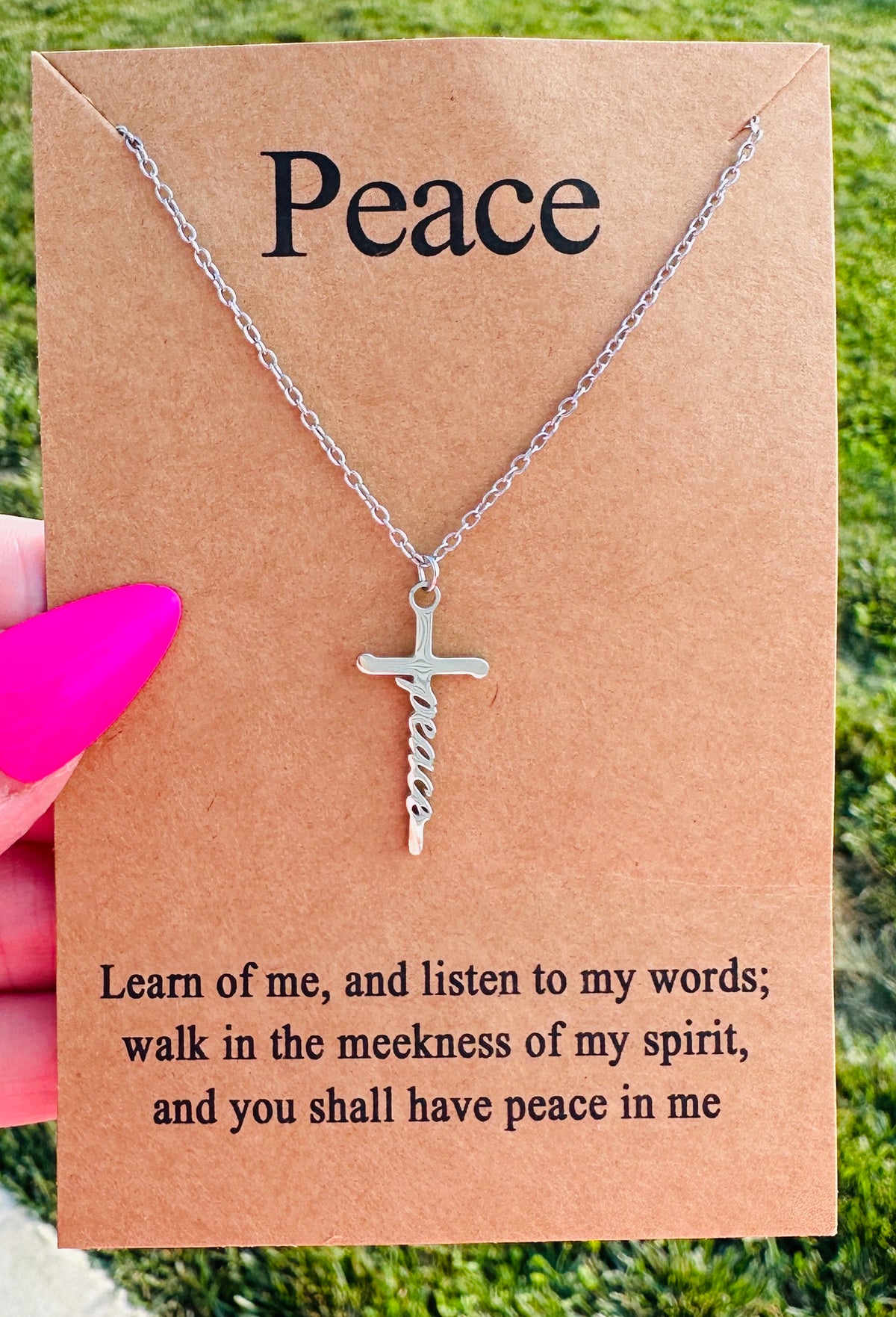 Waterproof Peace Cross Necklace